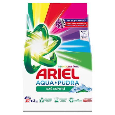 Ariel 3kg - reňkli eşikler üçin kir ýuwujy serişde