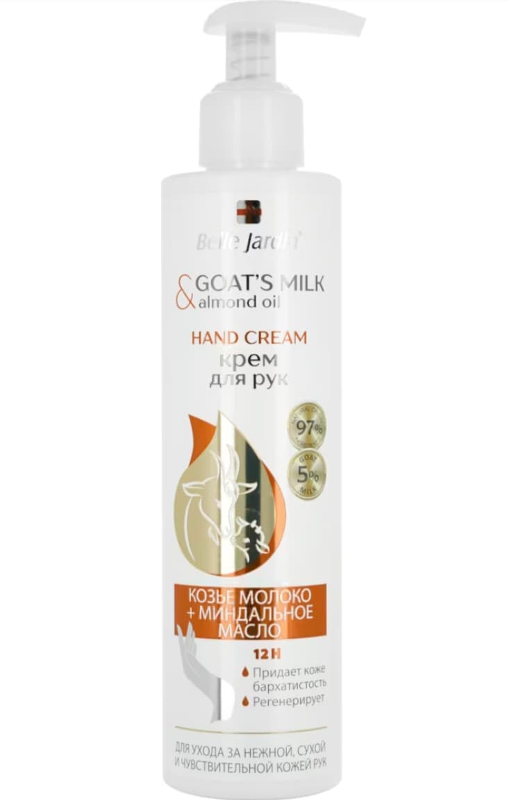 Belle Jardin 250ml geçi süýtli we mindal ýagly el üçin krem