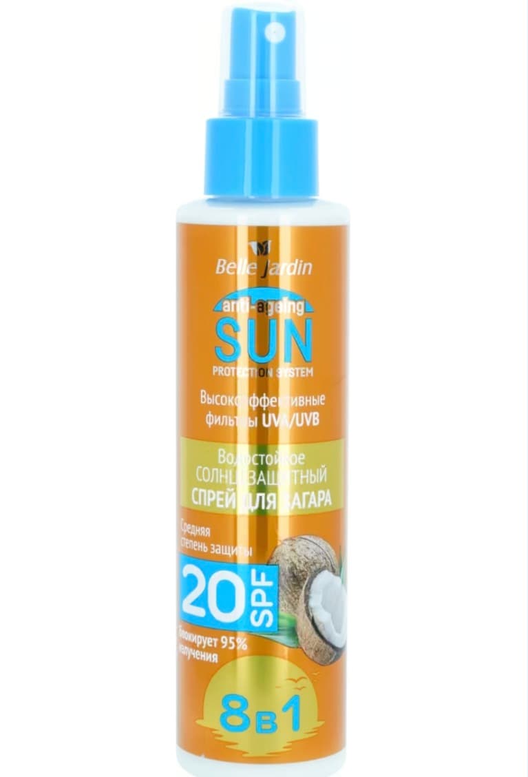 Belle Jardin 160ml 1-de 8 suwa çydamly günden goraýjy beden spreýi SPF 20