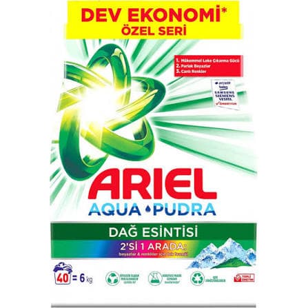 Ariel 6kg - reňkli eşikler üçin kir ýuwujy serişde
