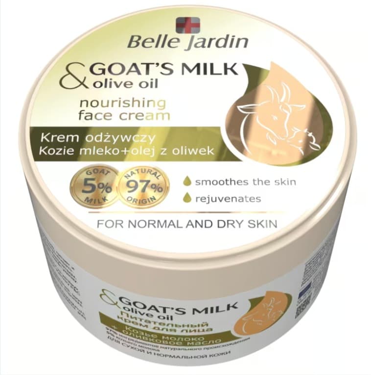 Belle Jardin 200ml geçi süýtli we zeýtun ýagly ýüz üçin iýmitlendiriji krem